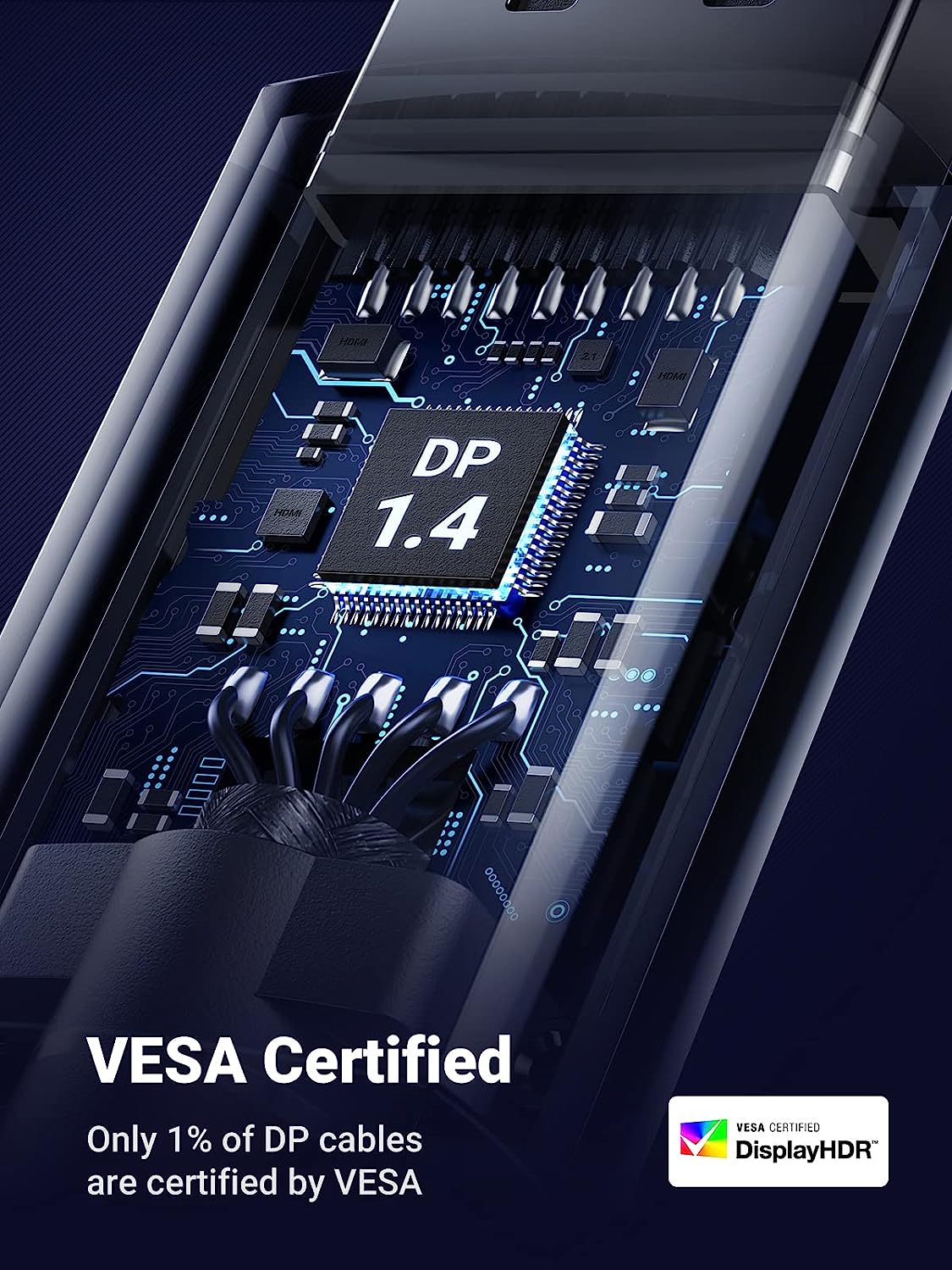 UGREEN DisplayPort Male to Male DP1.4 8K Round Cable ABS Shell 1.5 meter braided cable