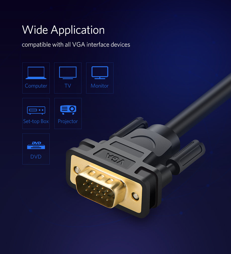 UGREEN 1080P VGA Male to VGA Male Video Cable for HD TV PC