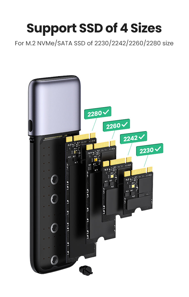 UGREEN M.2 NVMe/SATA to USB C 3.1 SSD Enclosure