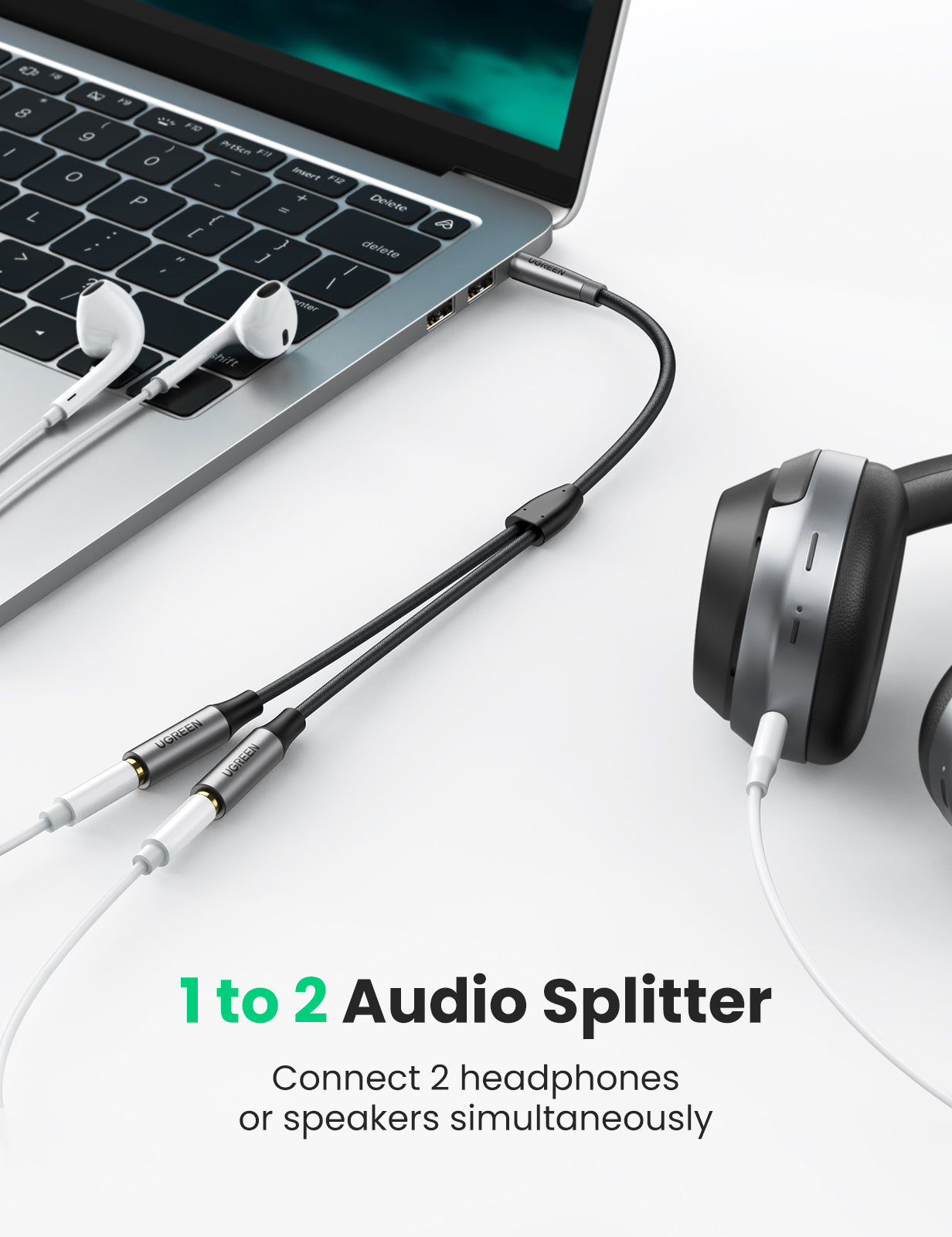UGREEN 3.5mm AUX Stereo Audio Splitter Cable for Headphones, Earphones or Speakers