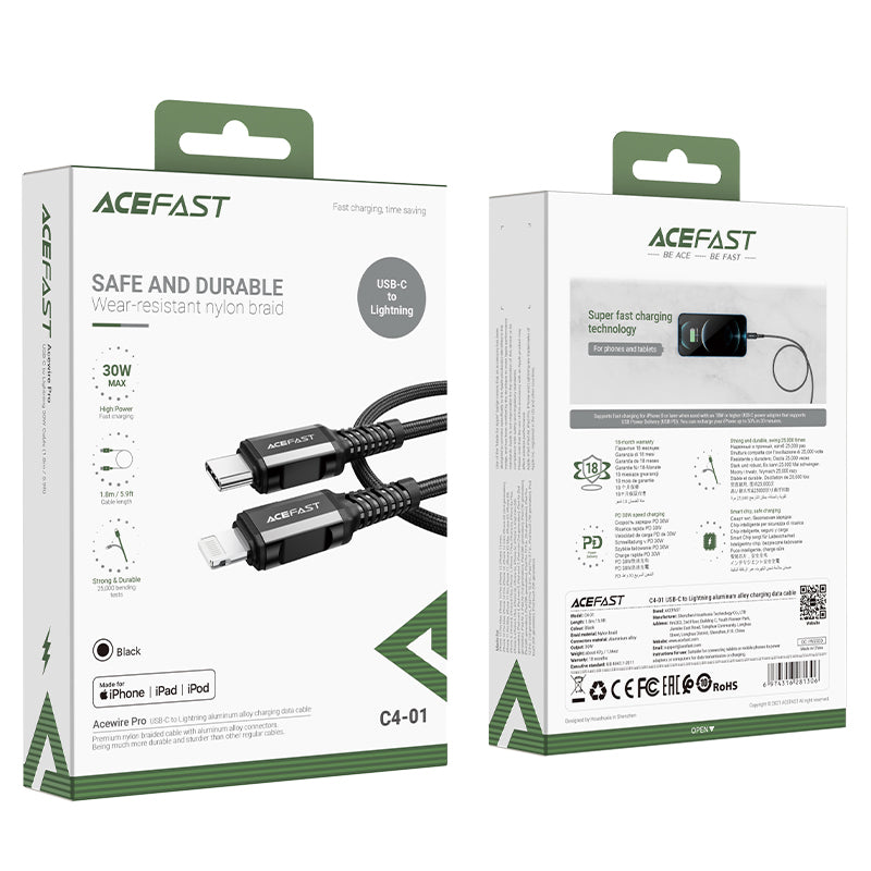 ACEFAST C4-01 USB-C to Lightning Aluminum Alloy Charging Data Cable