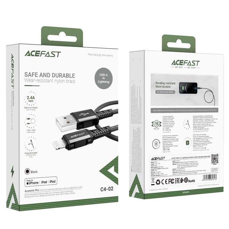 ACEFAST C4-02 USB-A to Lightning Aluminum Alloy Charging Data Cable
