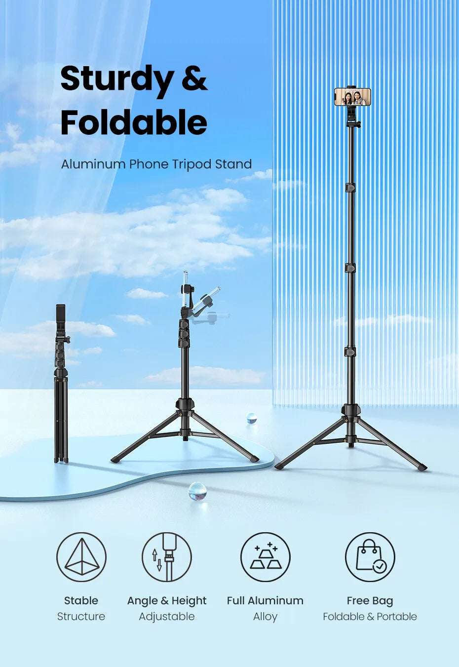 UGREEN Phone Tripod Stand 1.7m/5'5''