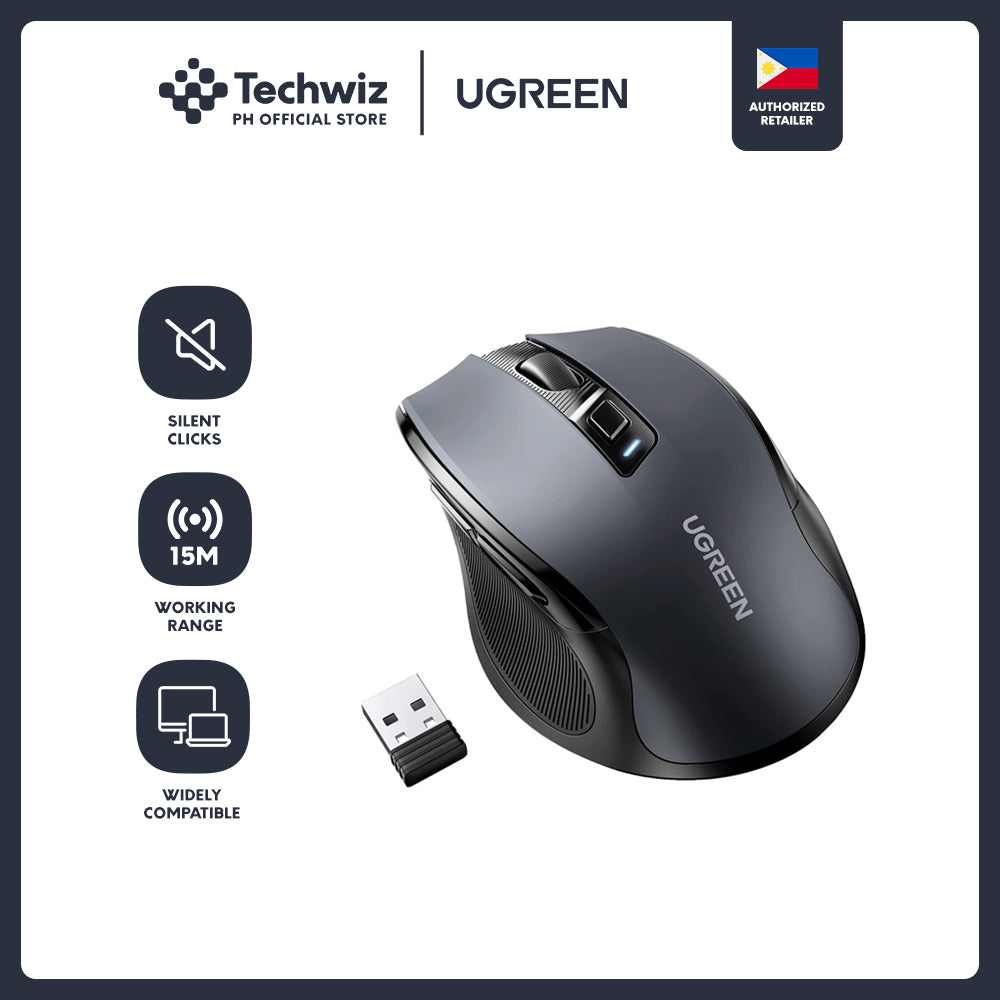 UGREEN Ergonomic Wireless Mouse 2.40G 4000DPI Silence Design