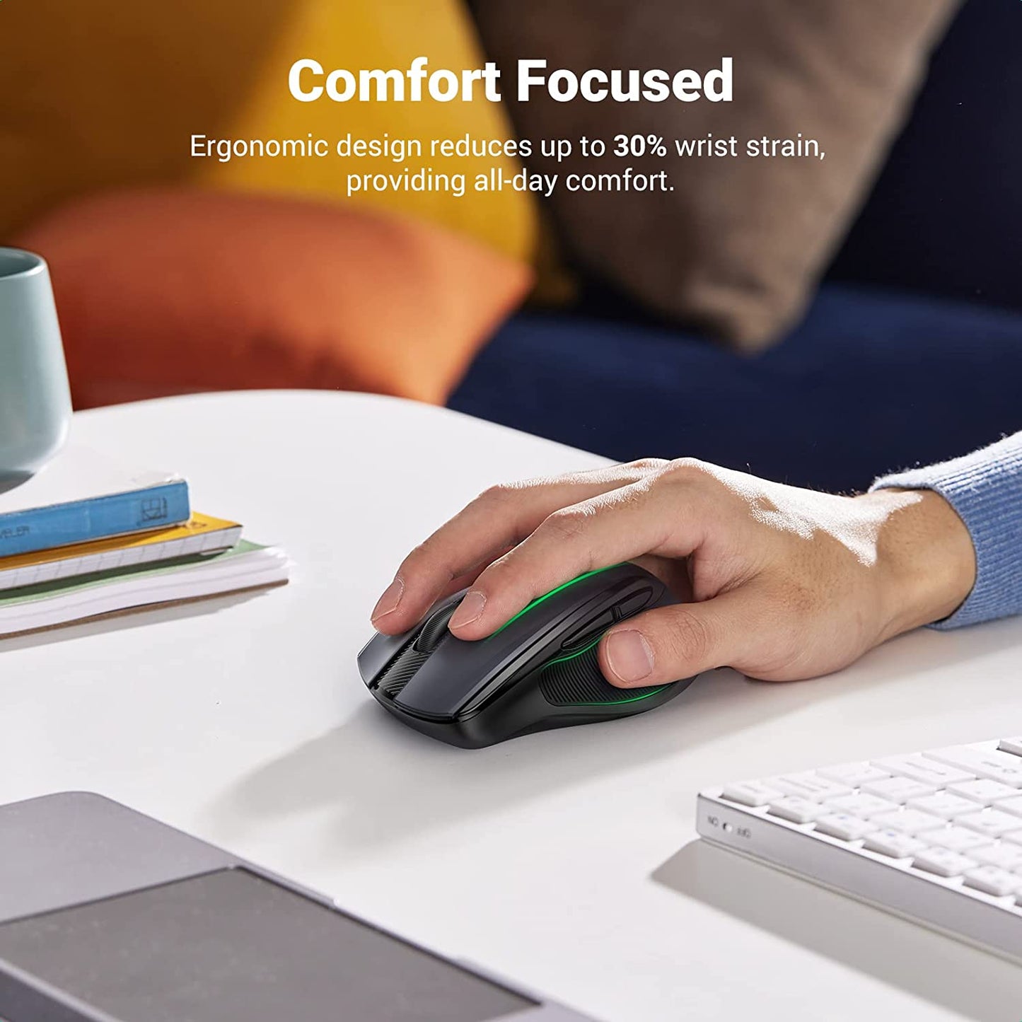 UGREEN Ergonomic Wireless Mouse 2.40G 4000DPI Silence Design