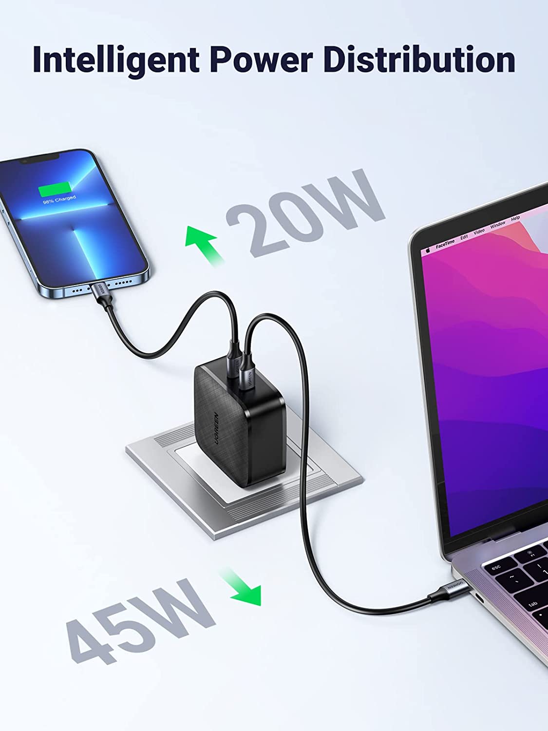 UGREEN 66W 4 Port 3C1A PD GaN Fast Charging Charger