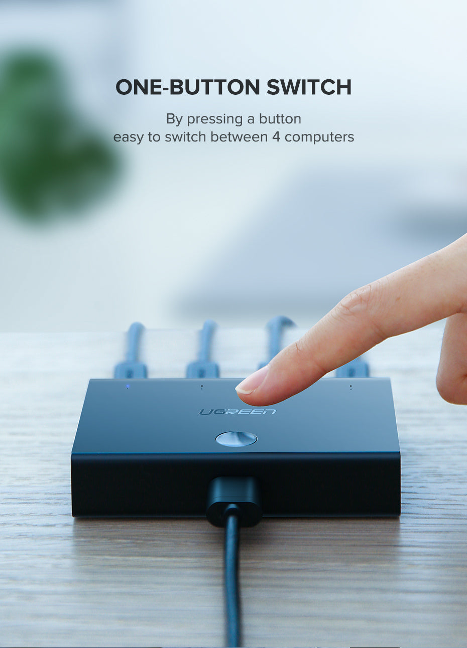 UGREEN USB 2.0 Sharing Switch 4x1 (Black) - PH