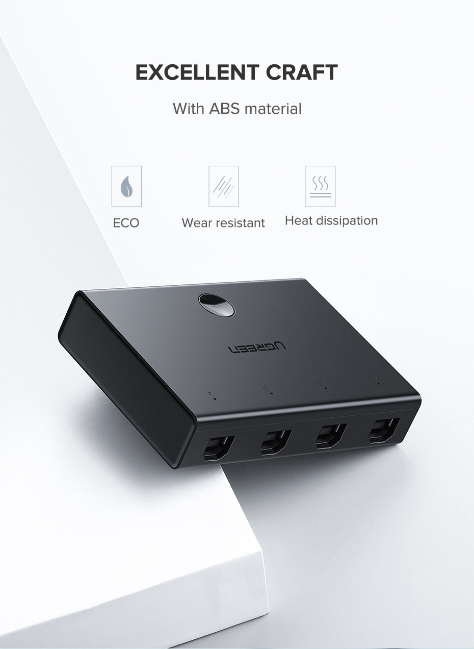 UGREEN USB 2.0 Sharing Switch 4x1 (Black) - PH