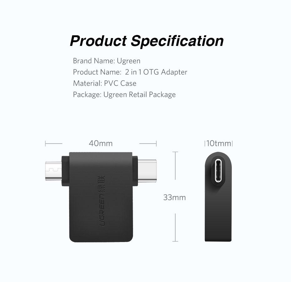 UGREEN USB 3.0 to USB-C + Micro-USB Adapter for Samsung Smartphone Android Syncing