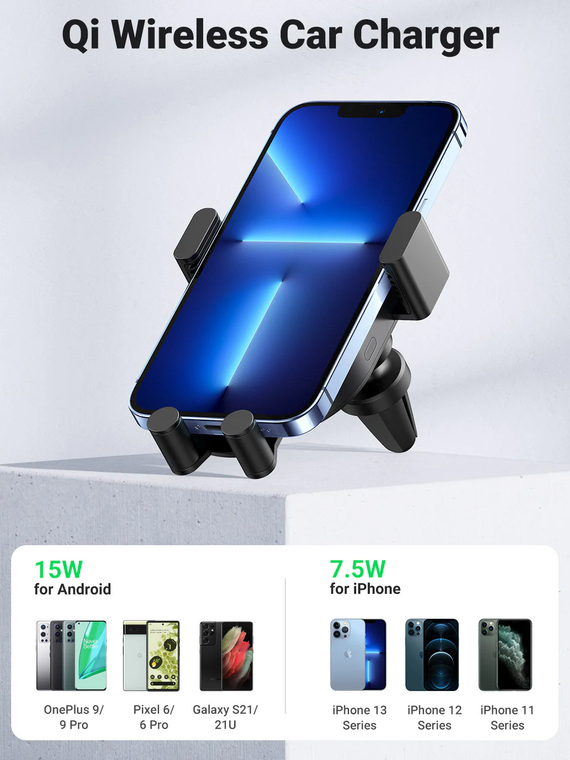 UGREEN 15W Automatic Induction Wireless Charging Phone Mount Holder