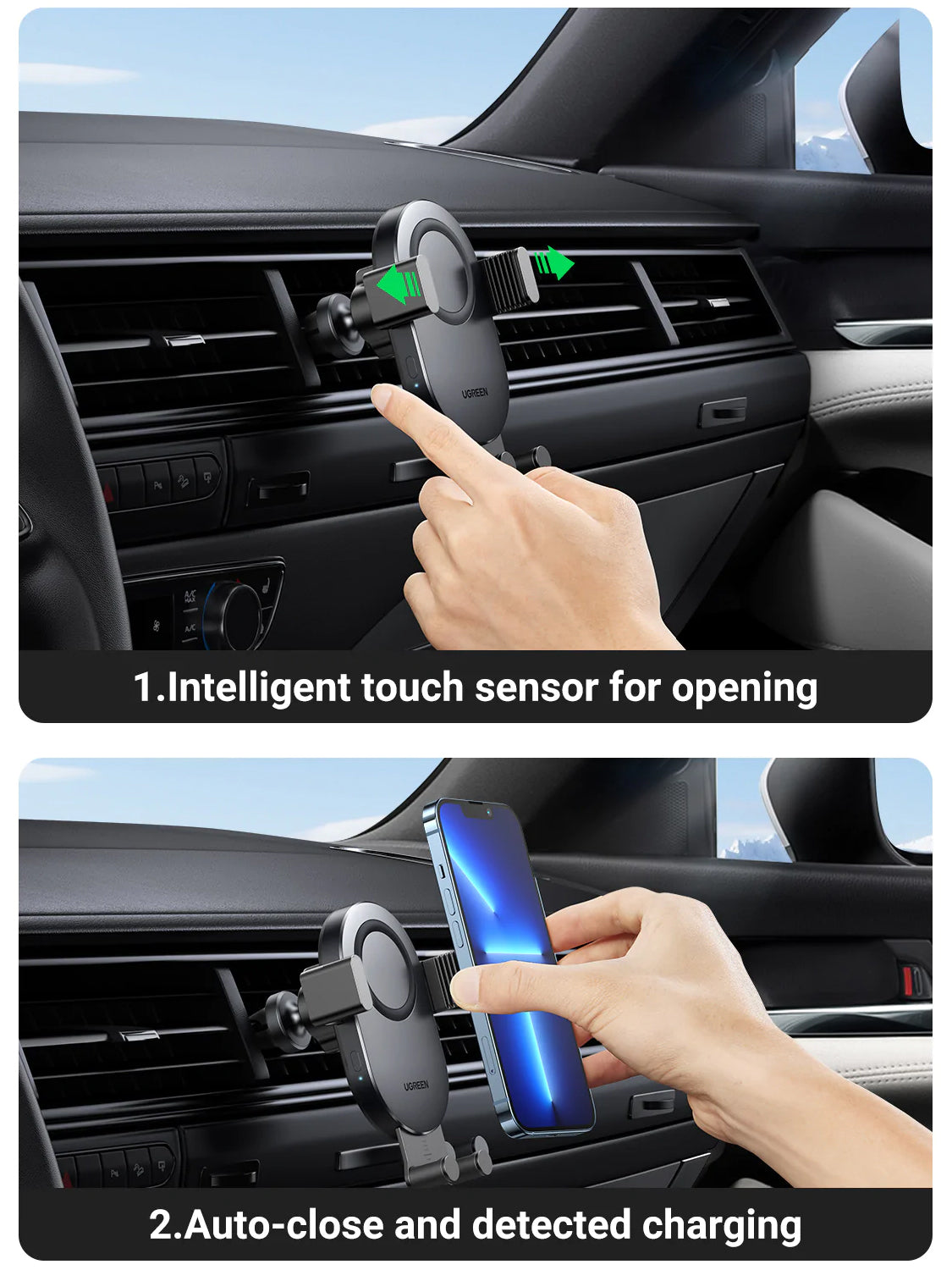 UGREEN 15W Automatic Induction Wireless Charging Phone Mount Holder