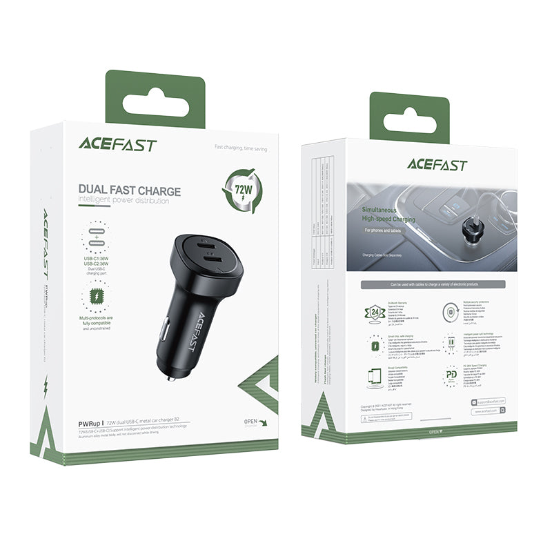 ACEFAST B2 72W Dual USB-C Metal Car Charger