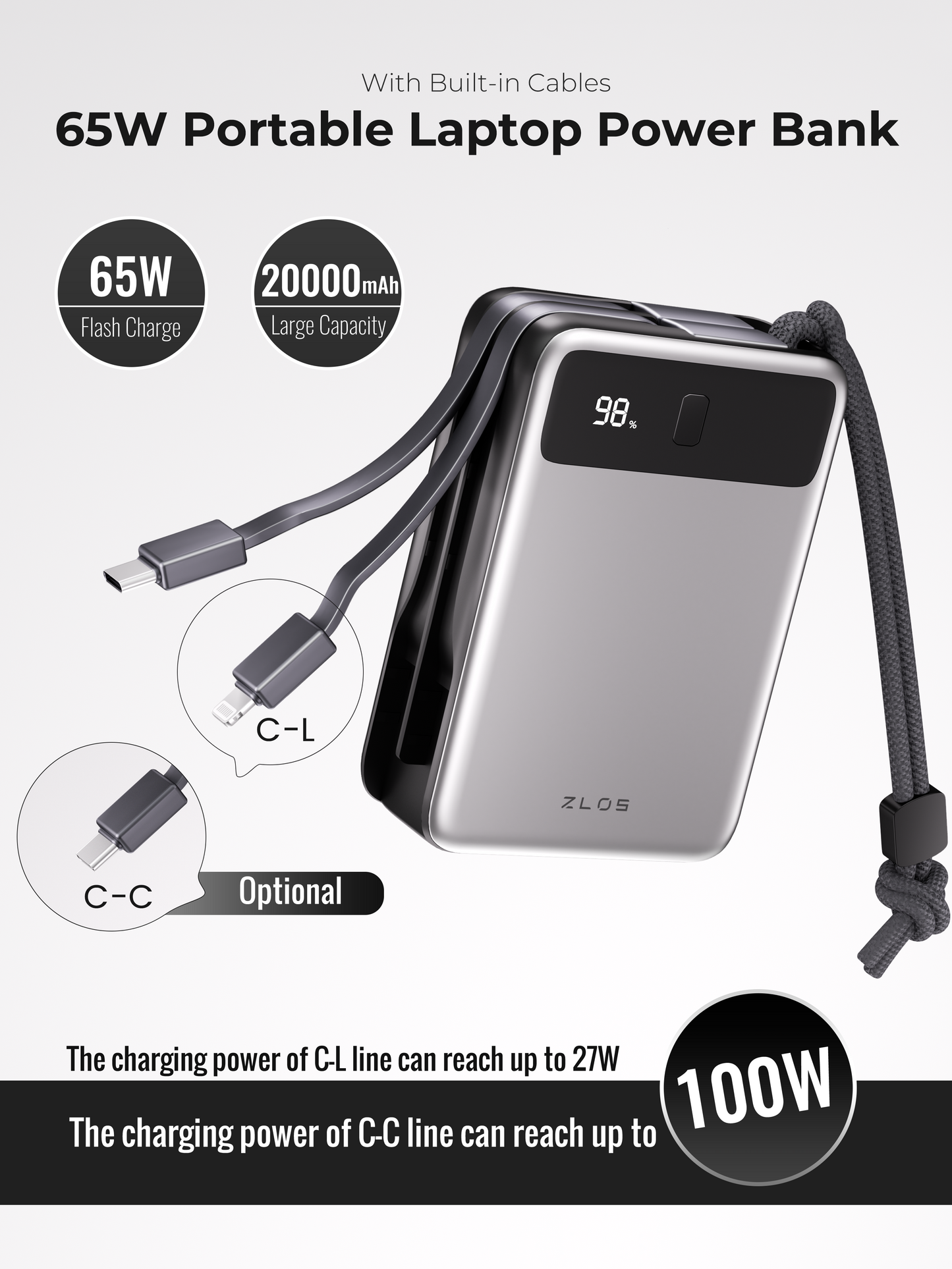 ZLOS MB20 20000mAh 65W Fast Charging Power Bank - PH