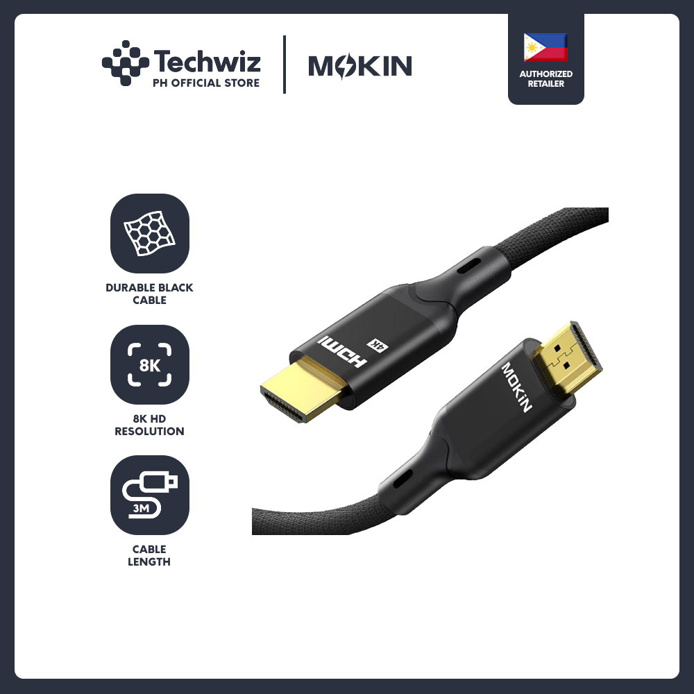 MOKiN 8K HDMI Male to Male Braided Cable Copper Connector 1.2M/2M/3M - PH