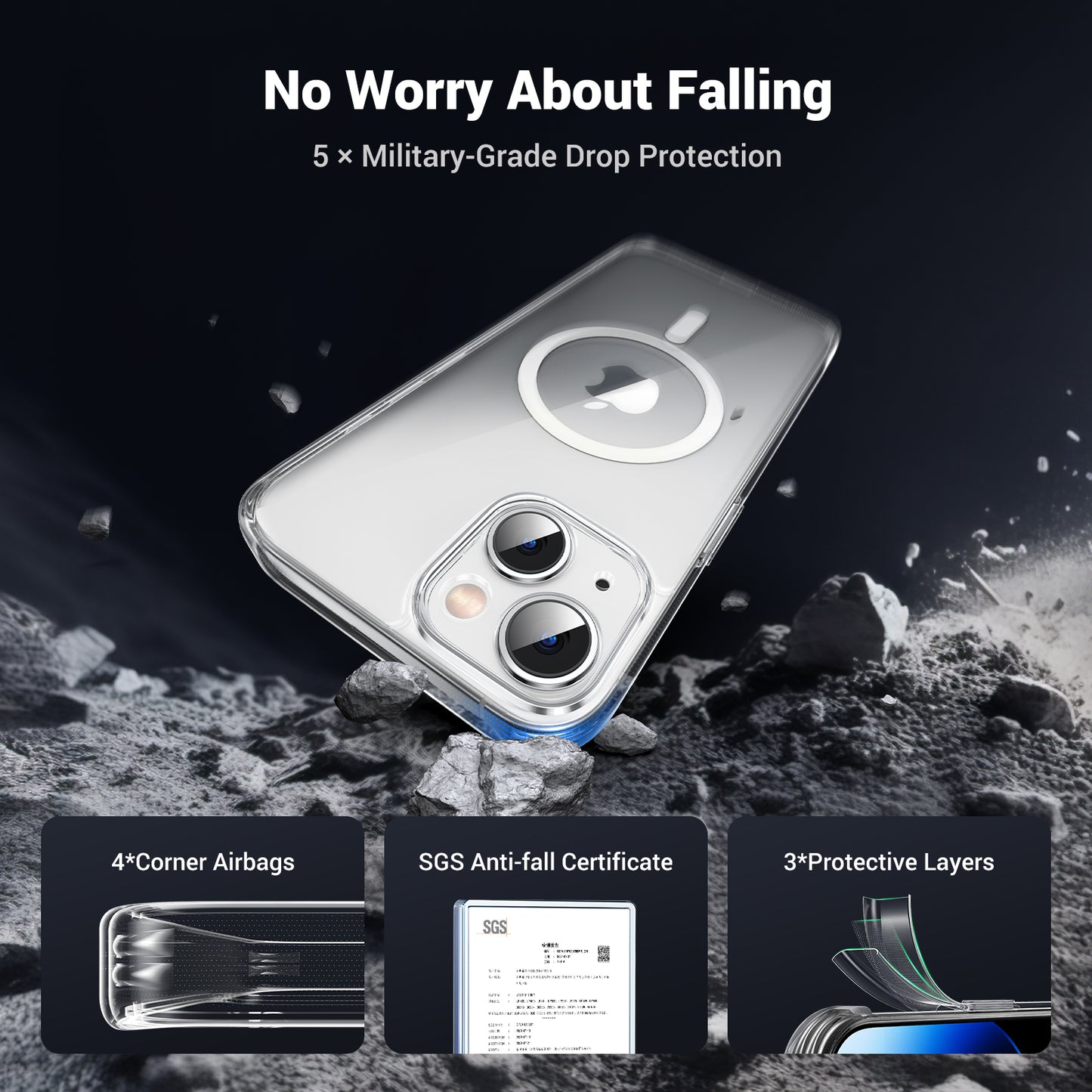 UGREEN Classy Clear Magnetic Protective Case for iPhone 15/ 15 Plus /5 Pro/ Pro Max - PH