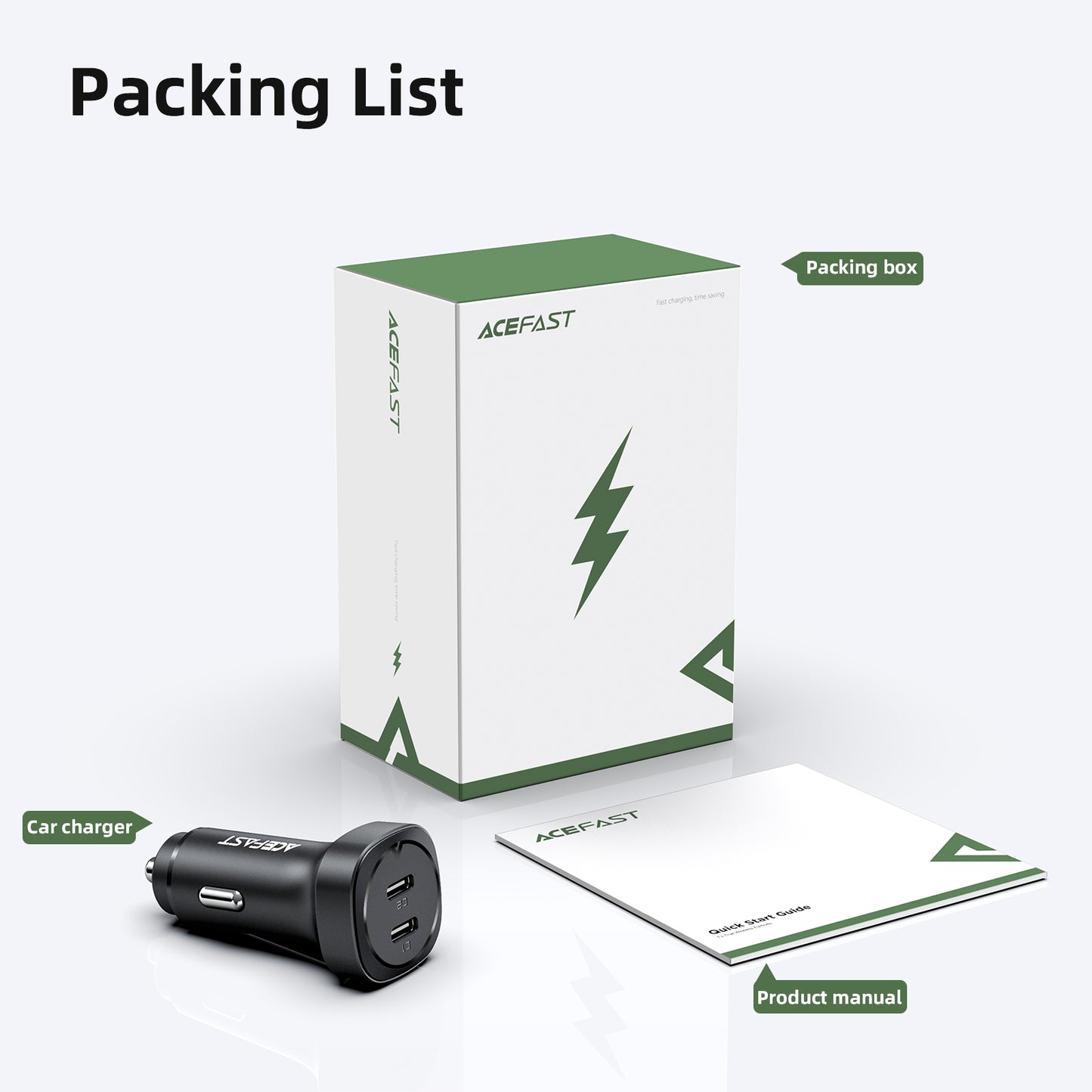 ACEFAST B2 72W Dual USB-C Metal Car Charger
