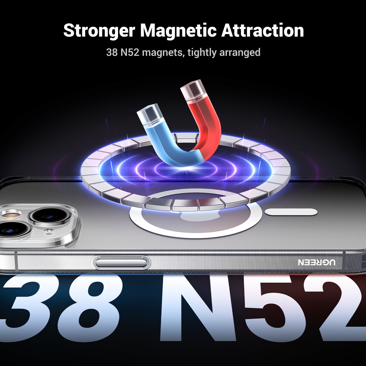 UGREEN Classy Clear Magnetic Protective Case for iPhone 15/ 15 Plus /5 Pro/ Pro Max - PH
