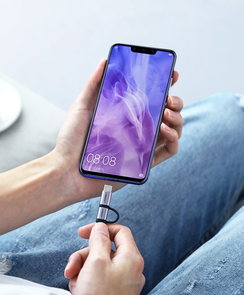 UGREEN USB A to Micro USB + USB Type C Data and Charging Cable for Android Samsung Huawei