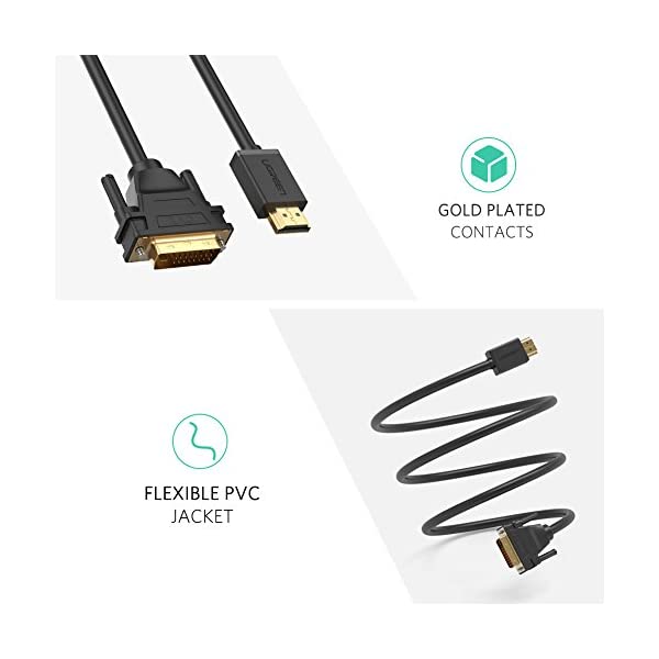 UGREEN 1080P HDMI Male to DVI (24+1) Male Cable Bi-directional for Xbox PS4 HDTV LCD - PH