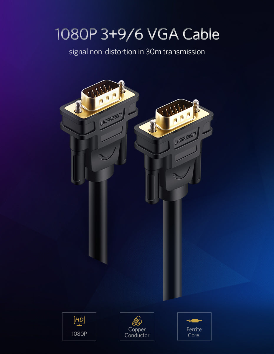 UGREEN 1080P VGA Male to VGA Male Video Cable for HD TV PC