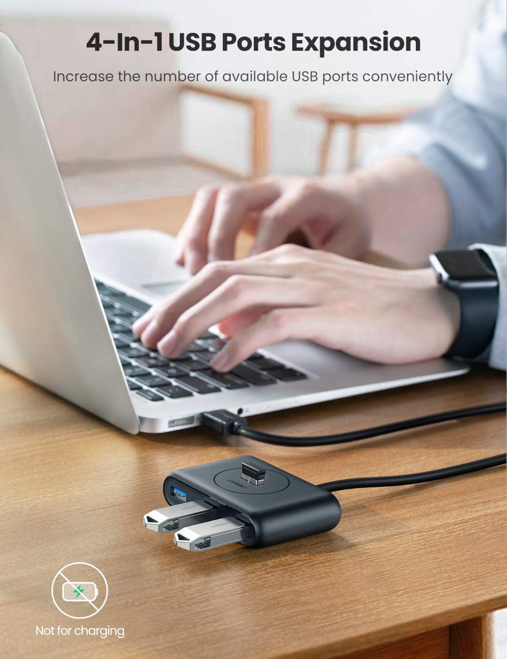 UGREEN USB 3.0 4 Port Hub Splitter with USB Type-C Power Port