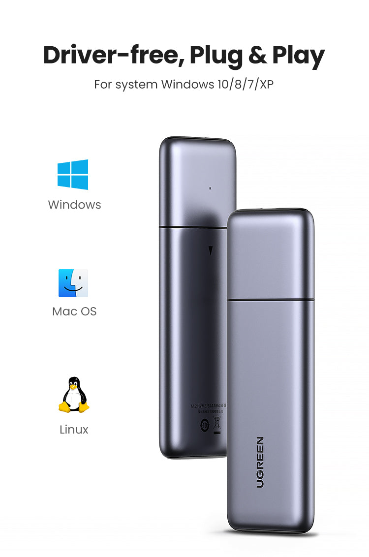 UGREEN M.2 NVMe/SATA to USB C 3.1 SSD Enclosure