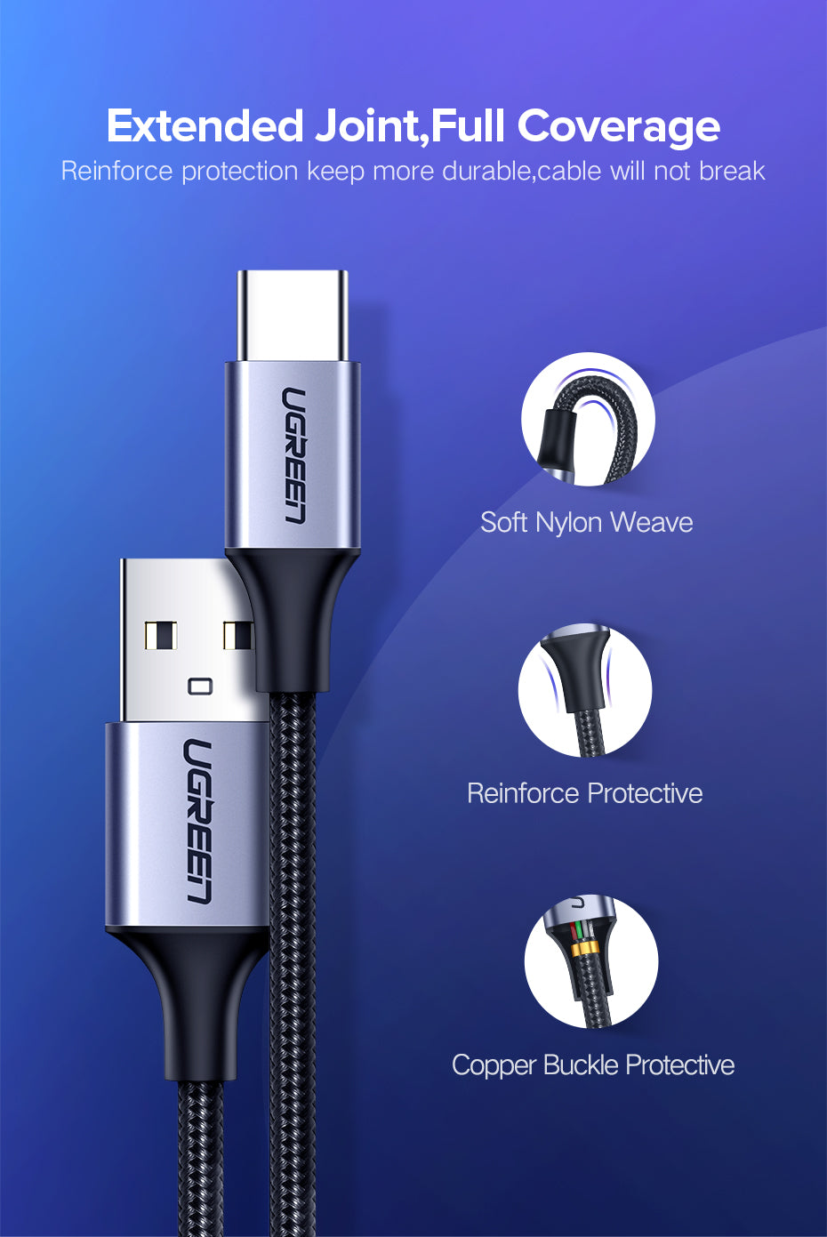 UGREEN USB to USB-C 3A Fast Charging Data Cable - PH