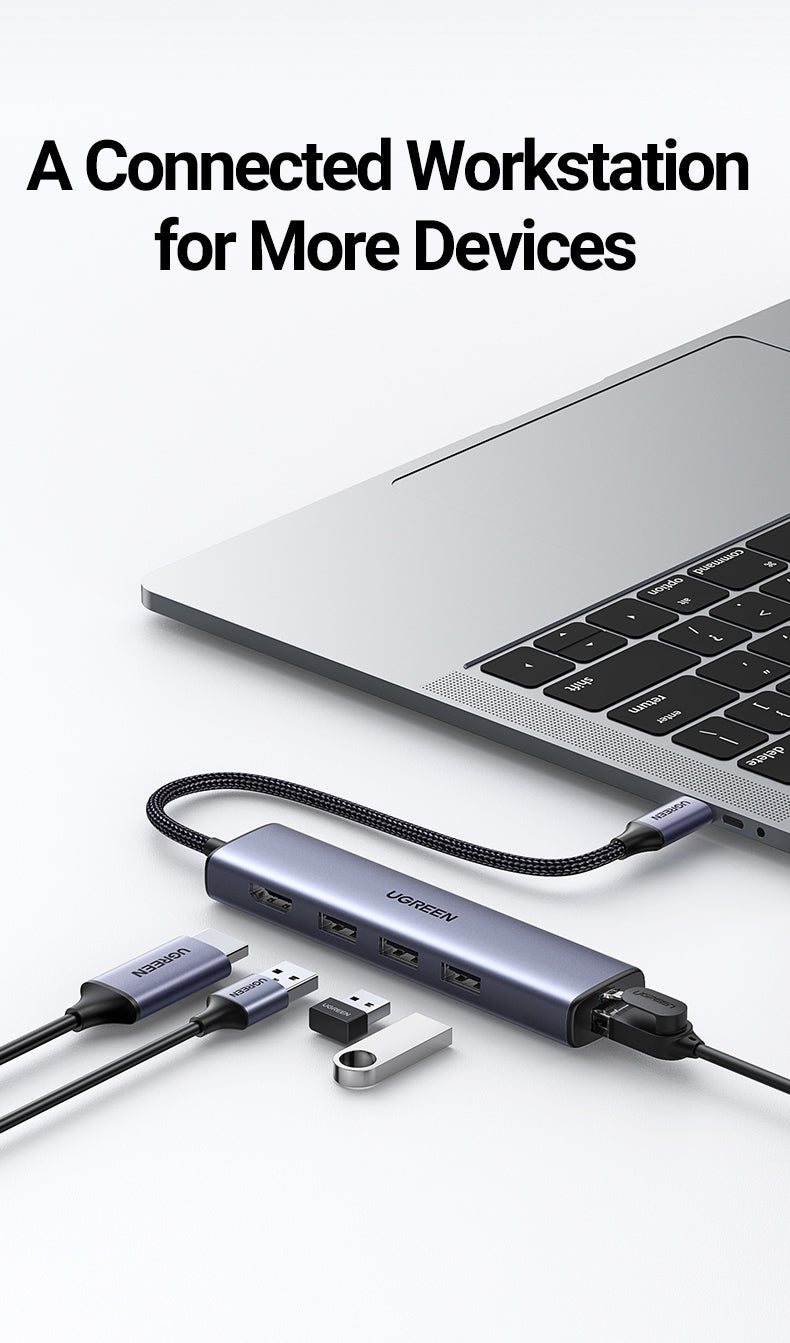 UGREEN USB-C to 3×USB3.0 + HDMI + RJ45 1000Mbps