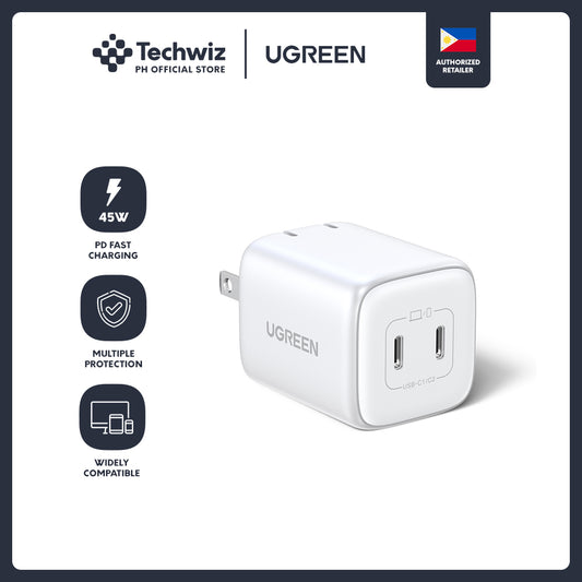 UGREEN GaN Nexode 45W Dual USB-C PD GaN Fast Charger (White)