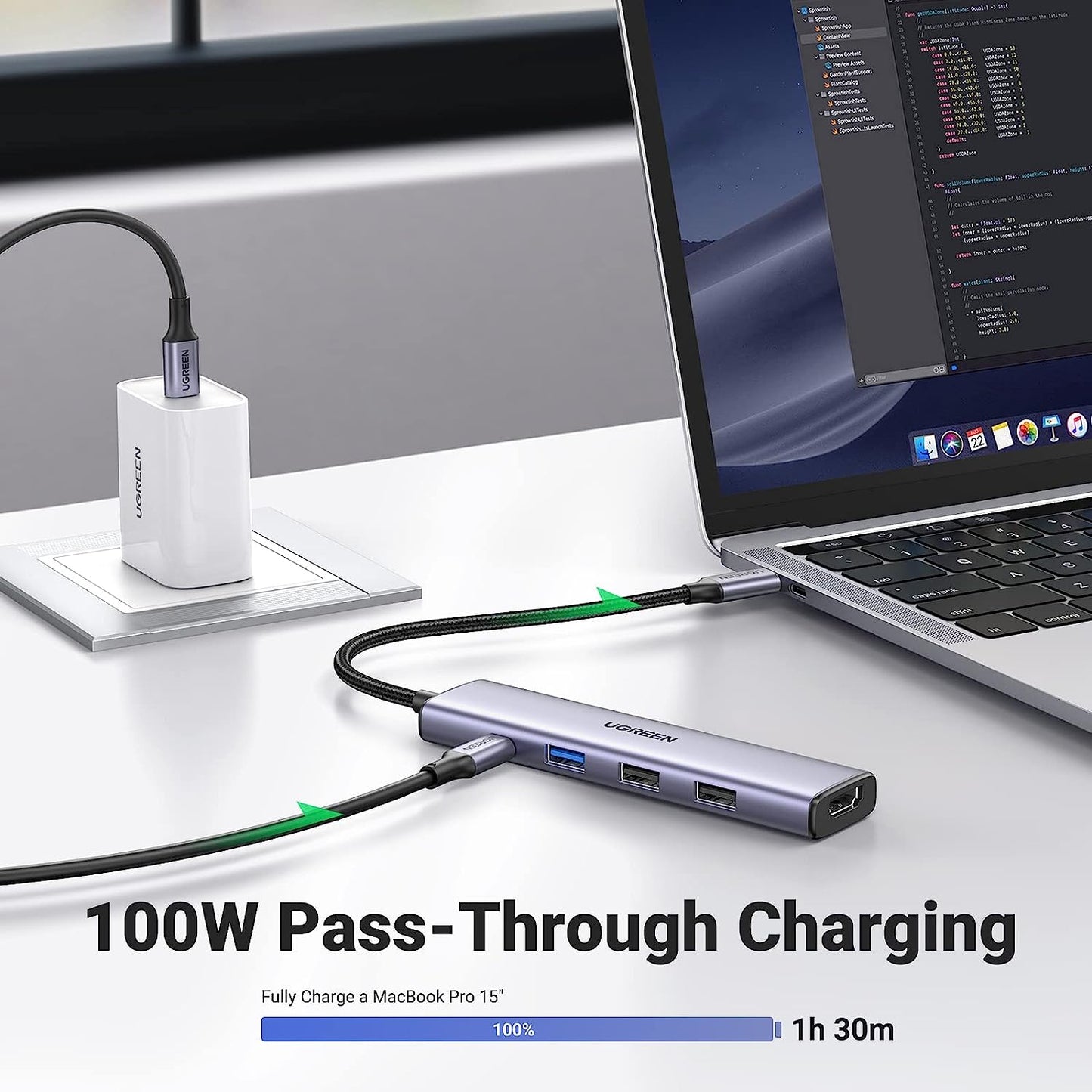 UGREEN USB C 5-in-1 Hub USB-C To HDMI + USB 3.0 +2 x USB  2.0 A +PD Power Converter