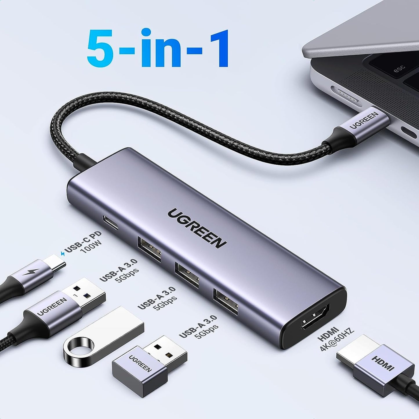 UGREEN USB C to HDMI | 3 USB A3.0 | PD 4k | 60hz 5 in 1 Hub