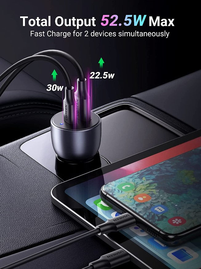 UGREEN 52.5W Aluminum Alloy Shell Car Charger