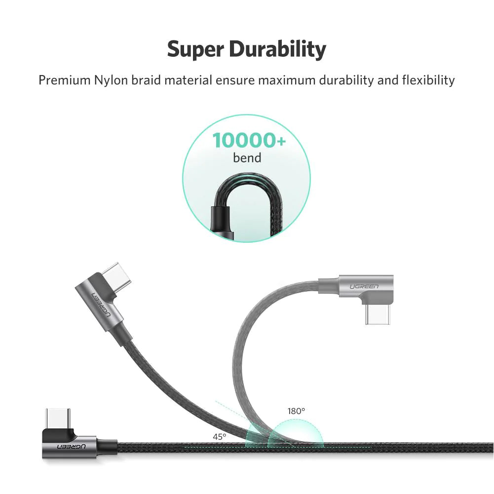 UGREEN (90 Degree) USB-C Male to USB 2.0 3A Data and Charging Cable
