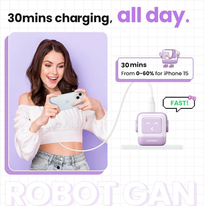 UGREEN Nexode 30W USB-C PD RobotGaN Fast Charger (Purple) - PH