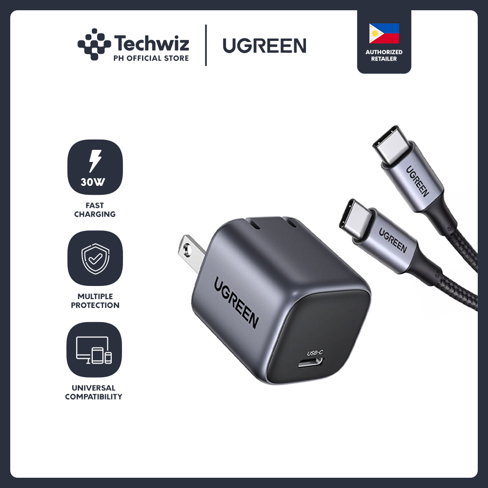 [Techwiz] UGREEN 30W USB Mini GaN Charger with 60W USB-C Fast Charging Cable (1 Meter) - PH