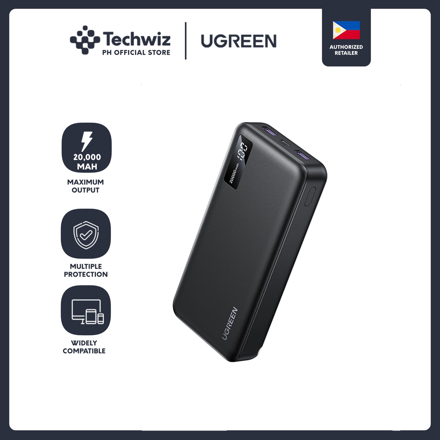 [Techwiz] UGREEN 20000mAh Two-way Fast Charging Power Bank - PH