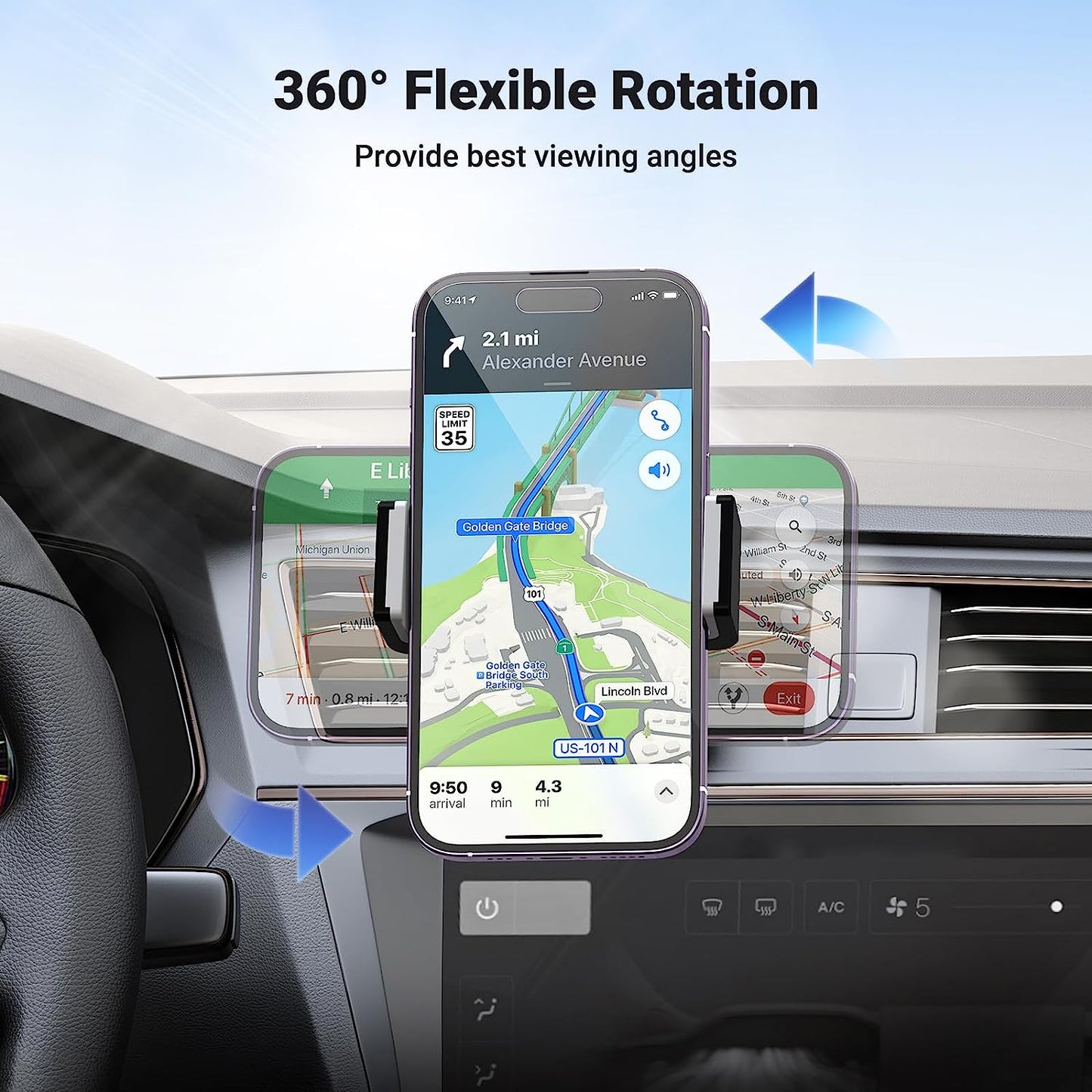 UGREEN Car Holder 360° Adjustable Handle Cell Phone Stand