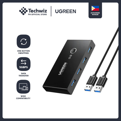 UGREEN USB 3.0 Sharing Switch 4 (OUT) x 2 (IN) Box for PC / 2 In 4 Out USB 2.0 Sharing Switch Box