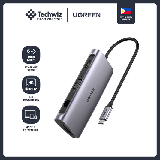 UGREEN 9 in 1 USB C Hub 3 * USB 3.0 + HDMI + VGA + RJ45 + SD Card + TF Card + USB C for Apple Macbook Huawei Samsung Phones - PH