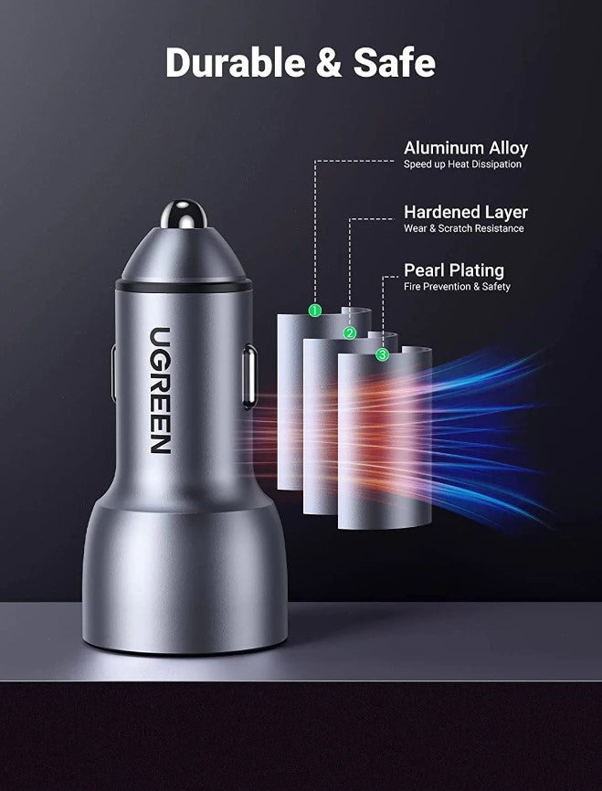 UGREEN 52.5W Aluminum Alloy Shell Car Charger