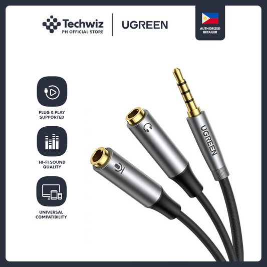 UGREEN 3.5mm Mic and Audio Female Y Splitter to 3.5mm Male Audio Adapter