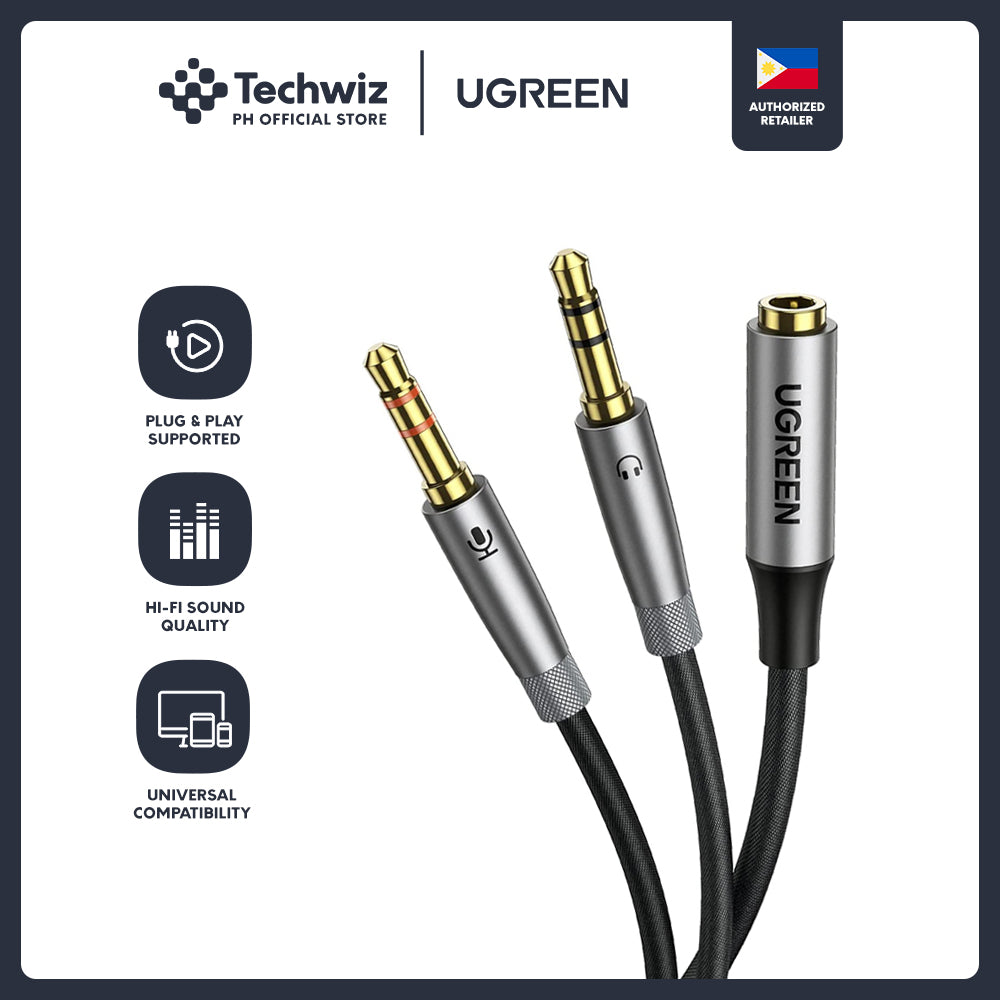 UGREEN 3.5mm Female Y Splitter to 3.5mm Mic and Audio Male Adapter