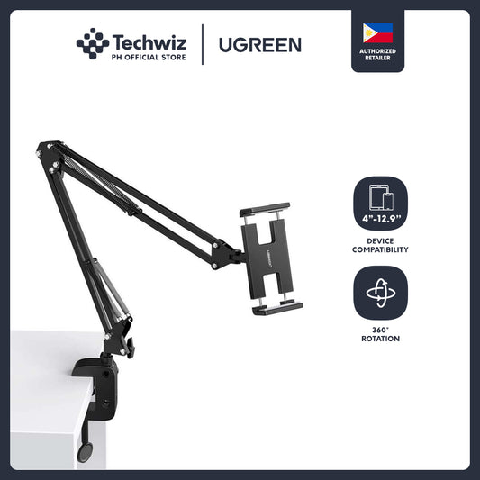 UGREEN Phone Tablets Holder, 360 Adjustable Lazy Holder Mount Clamp with Sturdy Aluminum Alloy Arm