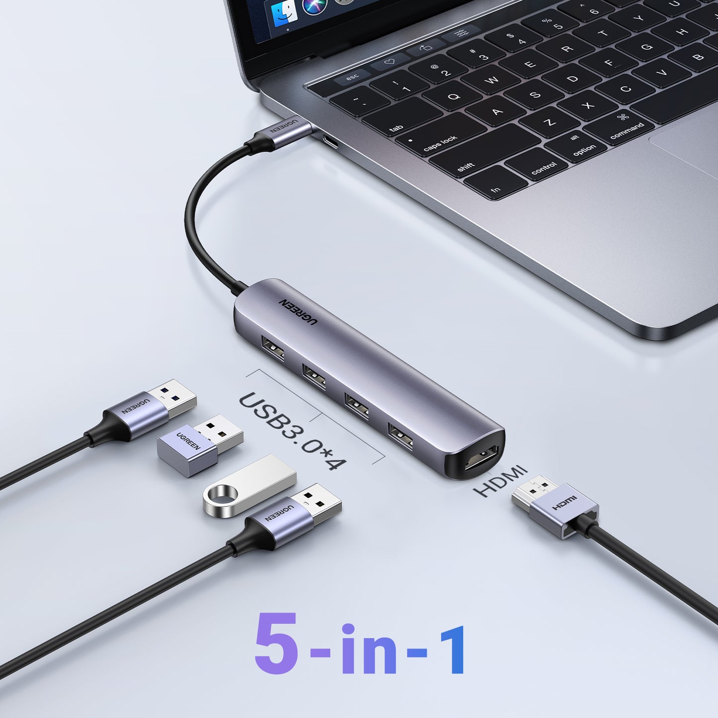 UGREEN USB-C to 4*USB 3.0+HDMI Adapter - PH