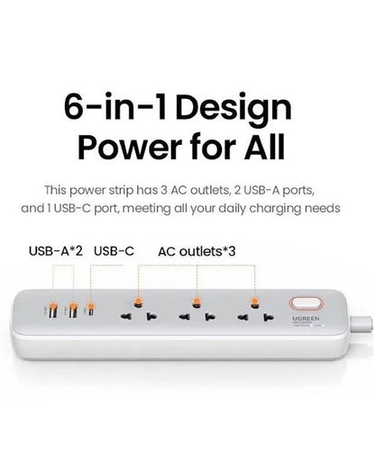 UGREEN 30W 3 AC Power Strip with Master Switch (2A1C) - PH