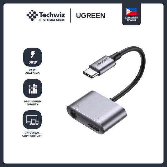 UGREEN USB-C Male To 3.5mm Audio + Type C Female Adapter With Chip