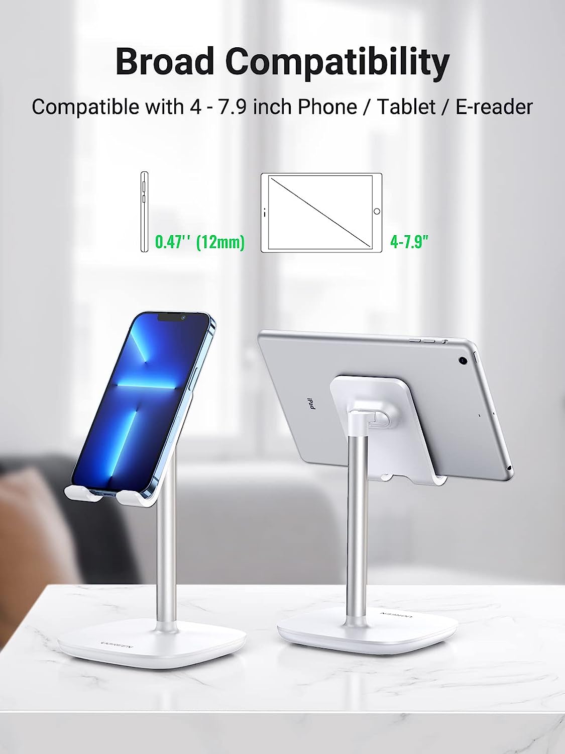 UGREEN Cell Phone Stand Desk Holder Compatible for Samsung Galaxy S20 S10 S9 S8 Note 9 8 S7 S6, Google Pixel 4 XL, LG V40 V30 G7 Smartphone Adjustable