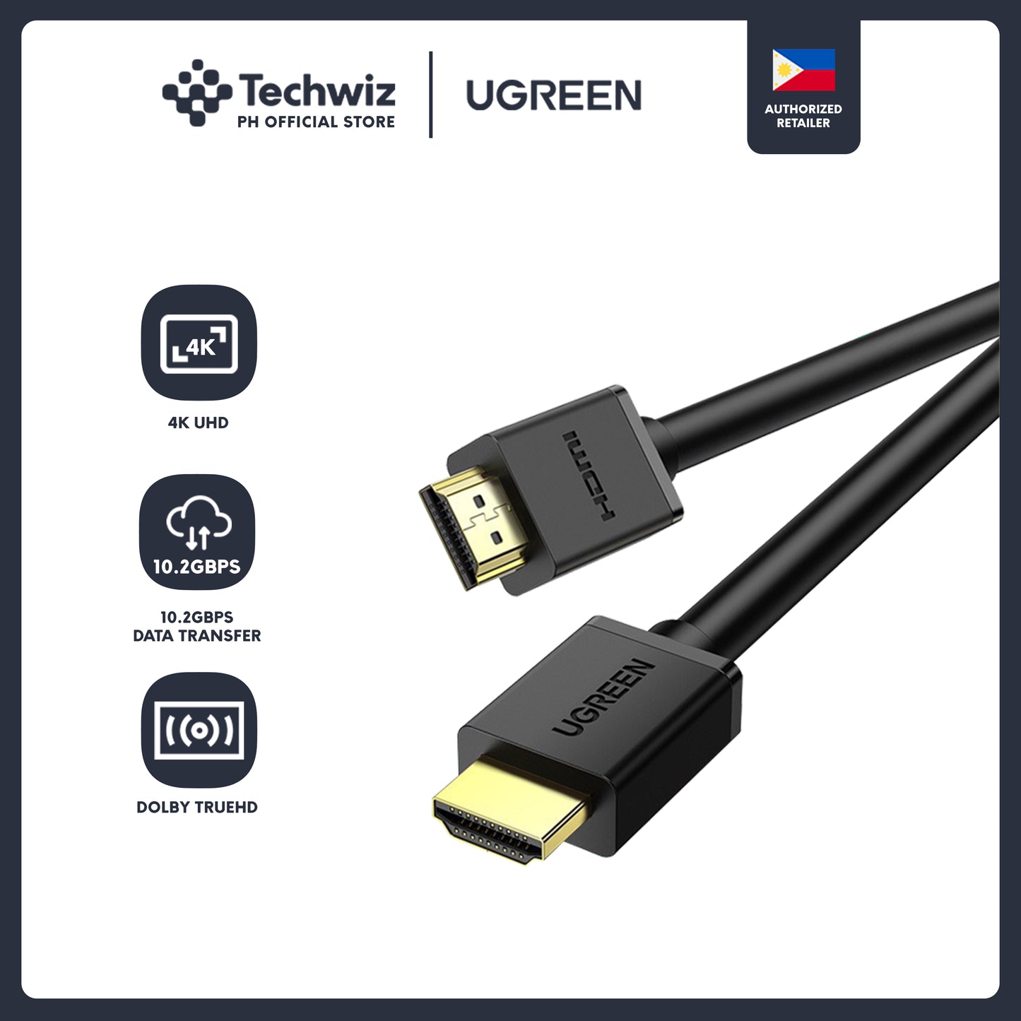 [Techwiz] UGREEN HDMI Cable 2.0v Full Copper with Ethernet 1080P HD - PH