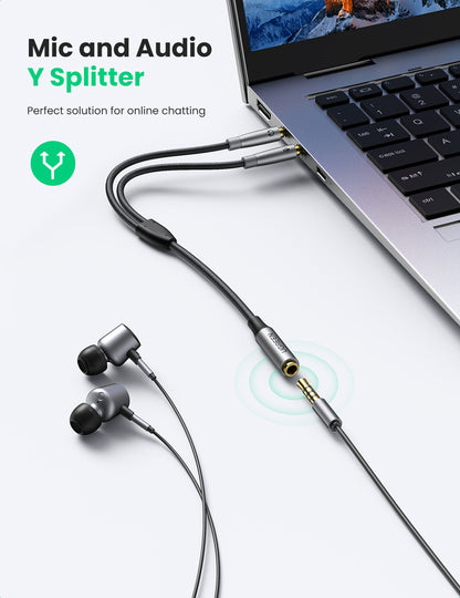 UGREEN 3.5mm Female Y Splitter to 3.5mm Mic and Audio Male Adapter