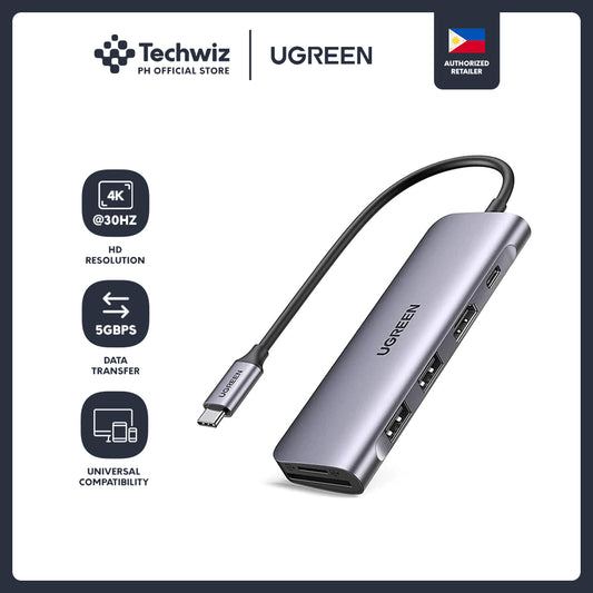 UGREEN 4K 6-in-1 USB C Hub 2 * USB 3.0 + USB-C + 4K HDMI Port + SD & TF Card Slot for Tablet PC Apple Samsung Huawei Phones - PH